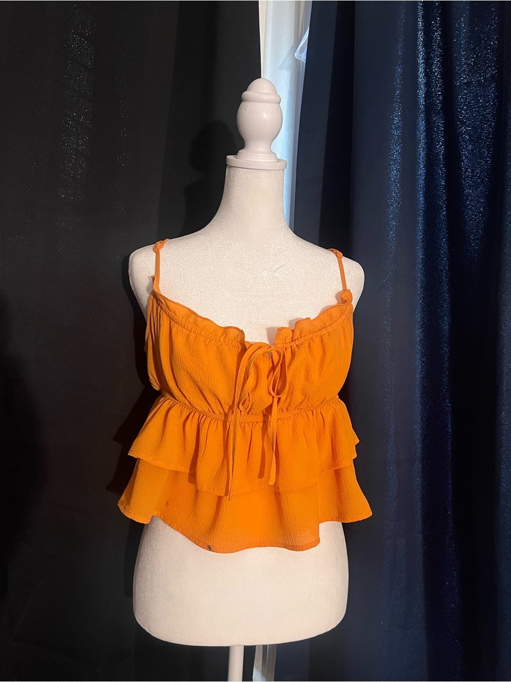 Wild Fable Orange Tiered Ruffle Cami Tank Top Size Medium